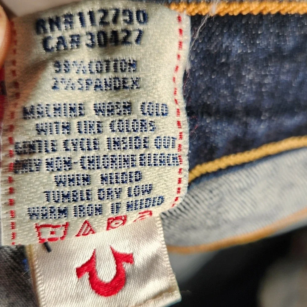 True Religion Brand Jeans Mens 29 Dark Blue Excellent Slim Straight Made in USA